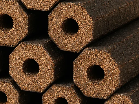Топливные брикеты RUF — фактура распила